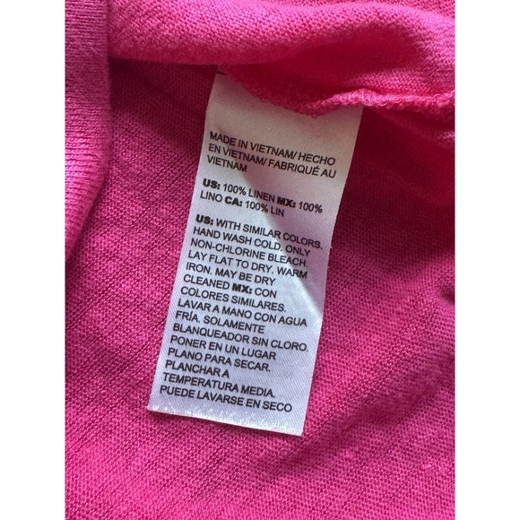 Chico's 100% Linen Tunic Pink V-Neck 3/4 Sleeve Women's Size 2 (L) - Picture 5 of 7